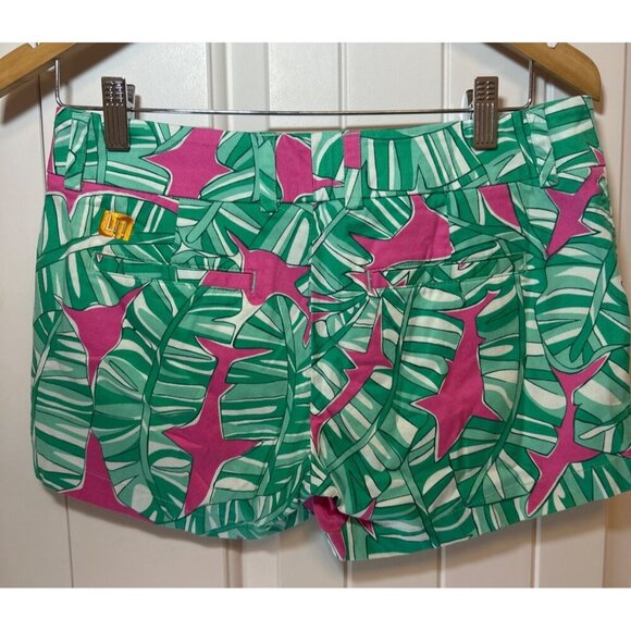 Loudmouth Ladies Palm Pink Sharks Print Shorts Size 4 - Picture 2 of 8